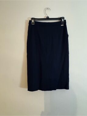 Classic Dark Blue Pencil Skirt - Women's Sleek Midi